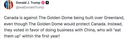 ABD Başkanı Donald Trump, Kanada’nın Grönland’a Altın Kubbe (Golden Dome)