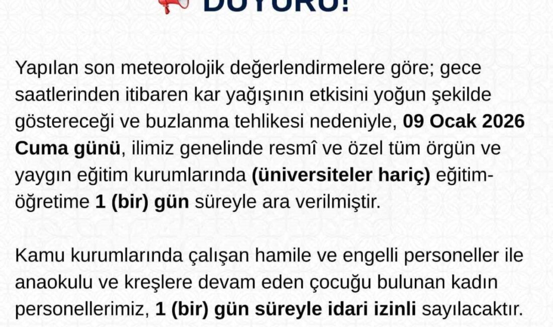 Tunceli’de kar yağışı ve buzlanma nedeniyle eğitime 1 gün ara