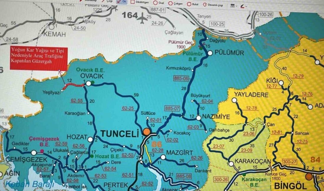 Tunceli genelinde etkisini artıran yoğun kar yağışı ve tipi, görüş