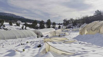 Karabük’ün Safranbolu ilçesinde etkili olan yoğun kar yağışı, seralarda büyük