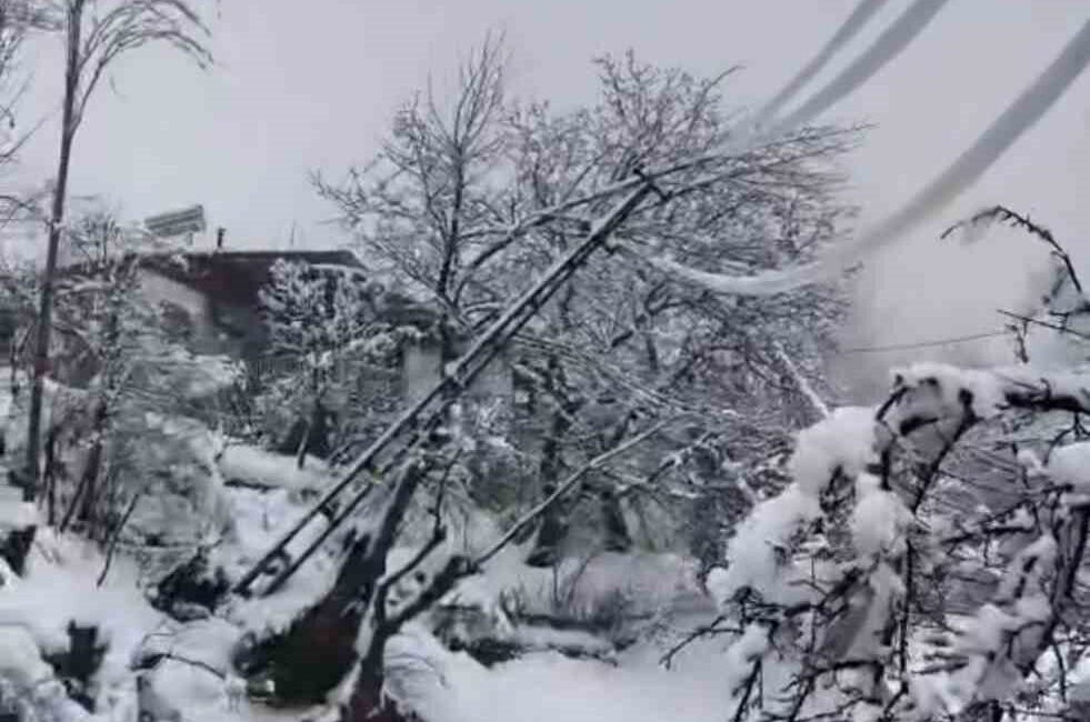 Diyarbakır’ın Çüngüş ilçesinde yoğun kar yağışı nedeni ile elektrik direkleri