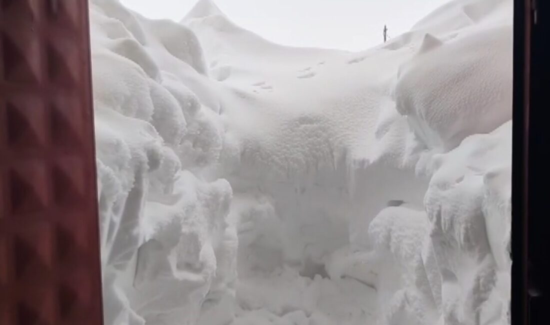 Sivas’ta etkili olan kar yağışı sonrası bir çiftliğin samanlığı çöktü.