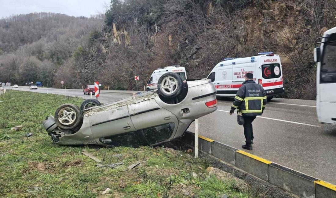 Zonguldak’ta kontrolden çıkarak takla atan otomobildeki 3 kişi yaralandı. Edinilen