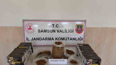 Samsun’un Alaçam ilçesinde jandarma ekiplerince düzenlenen operasyonda bandrolsüz tütün ürünleri