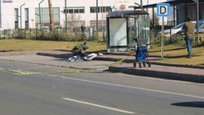 Aydın’ın Efeler ilçesinde bir alışveriş merkezinin önündeki durakta bırakılan valiz,