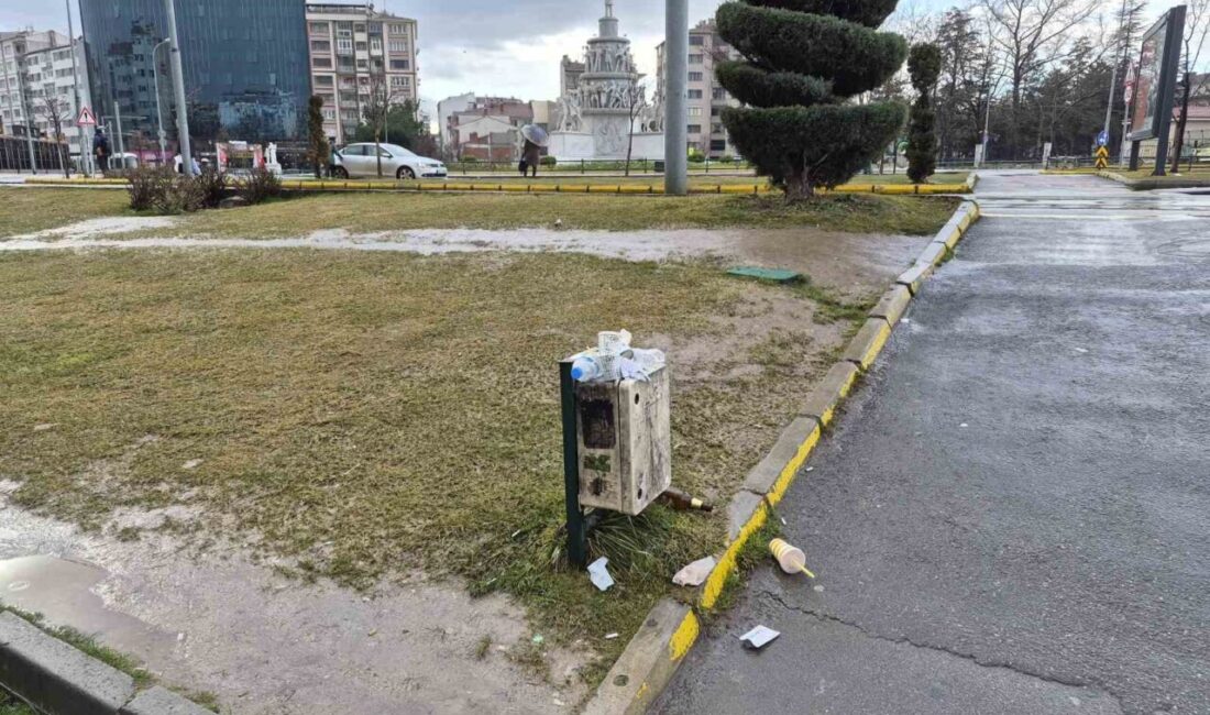 Eskişehir’de bazı duyarsız vatandaşlar, bir altyapı panosunu çöp kutusu olarak