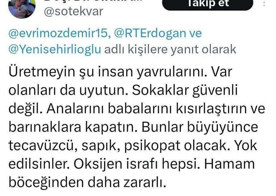 Ankara Üniversitesinde görev yapan bir akademisyenin sosyal medya hesapları üzerinden