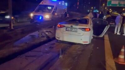 Ataşehir TEM Otoyolu’nda makas atarak ilerleyen bir otomobil, seyir halindeki