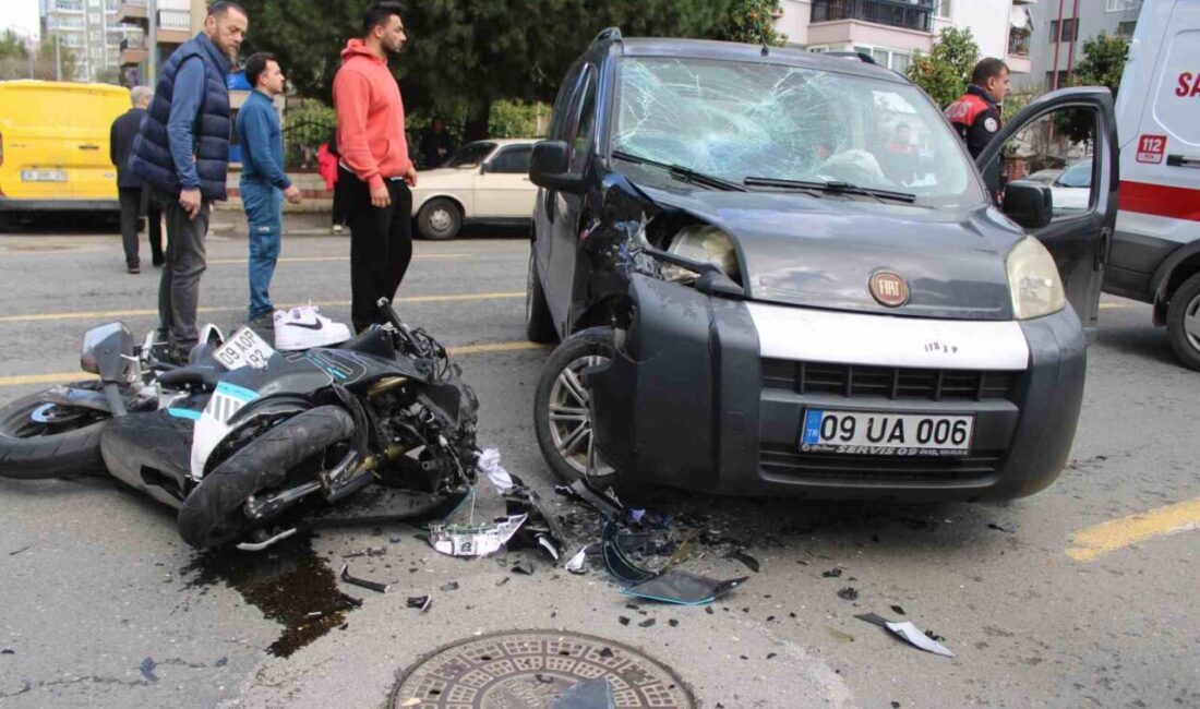 Aydın’ın Efeler ilçesinde ticari araçla motosikletin çarpışması sonucu meydana gelen