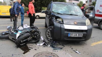 Aydın’ın Efeler ilçesinde ticari araçla motosikletin çarpışması sonucu meydana gelen