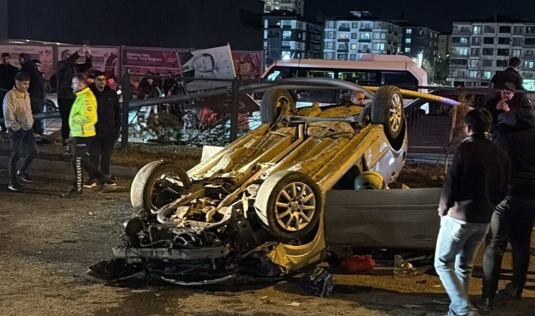 Batman’da kontrolden çıkan otomobil, demir korkulukları aşıp karşı şeride geçerek