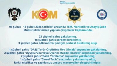 Bingöl İl Emniyet Müdürlüğü ekipleri tarafından gerçekleştirilen çalışmalarda, aranan şahıslar