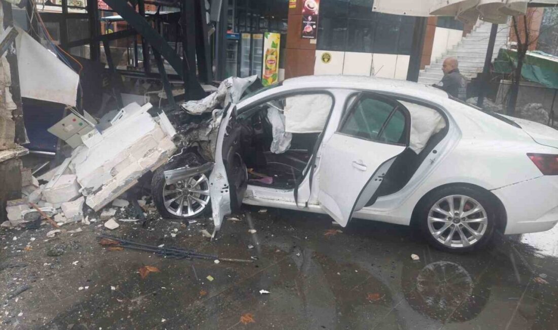 Bingöl’de sürücüsünün hakimiyetini kaybettiği otomobil, bir iş yerine girdi. Kazada