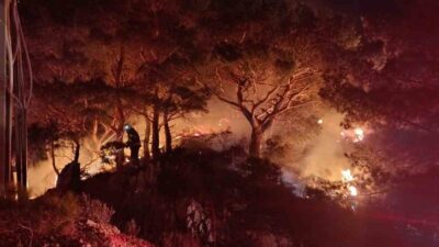 Muğla’nın Bodrum ilçesinde ormanlık alanda çıkan yangın ekiplerin müdahalesi ile