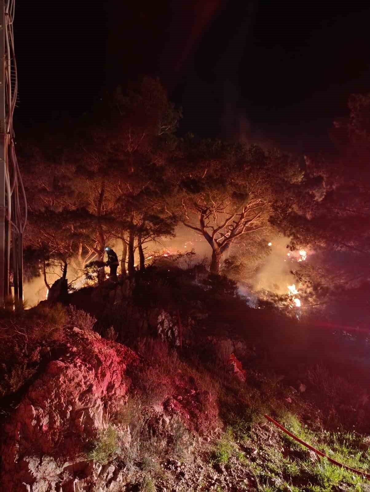 Muğla’nın Bodrum ilçesinde ormanlık alanda çıkan yangın ekiplerin müdahalesi ile