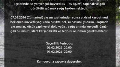 Bursa Valiliği, kent genelinde etkili olması beklenen kuvvetli sağanak ve