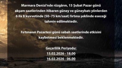 Bursa Valiliği, Marmara Denizi’nde etkili olması beklenen fırtınaya karşı uyarıda