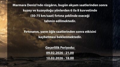 Bursa Valiliği, Marmara Denizi için kuvvetli fırtına uyarısında bulundu. Bursa