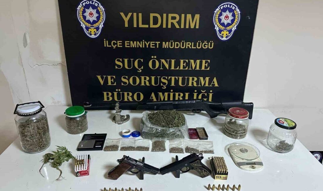 Bursa’da uyuşturucu madde ticareti ve ruhsatsız silah bulundurulduğu belirlenen adrese