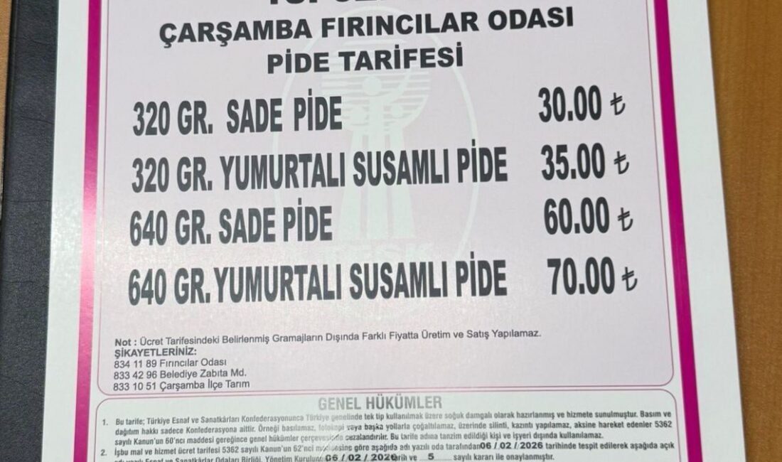 Samsun’un Çarşamba ilçesinde Ramazan ayında sofraların vazgeçilmezi olan pidenin fiyatları