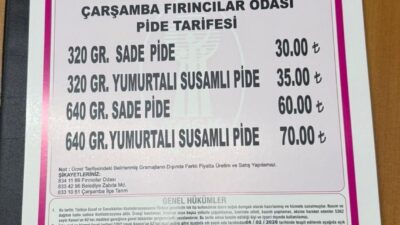 Samsun’un Çarşamba ilçesinde Ramazan ayında sofraların vazgeçilmezi olan pidenin fiyatları