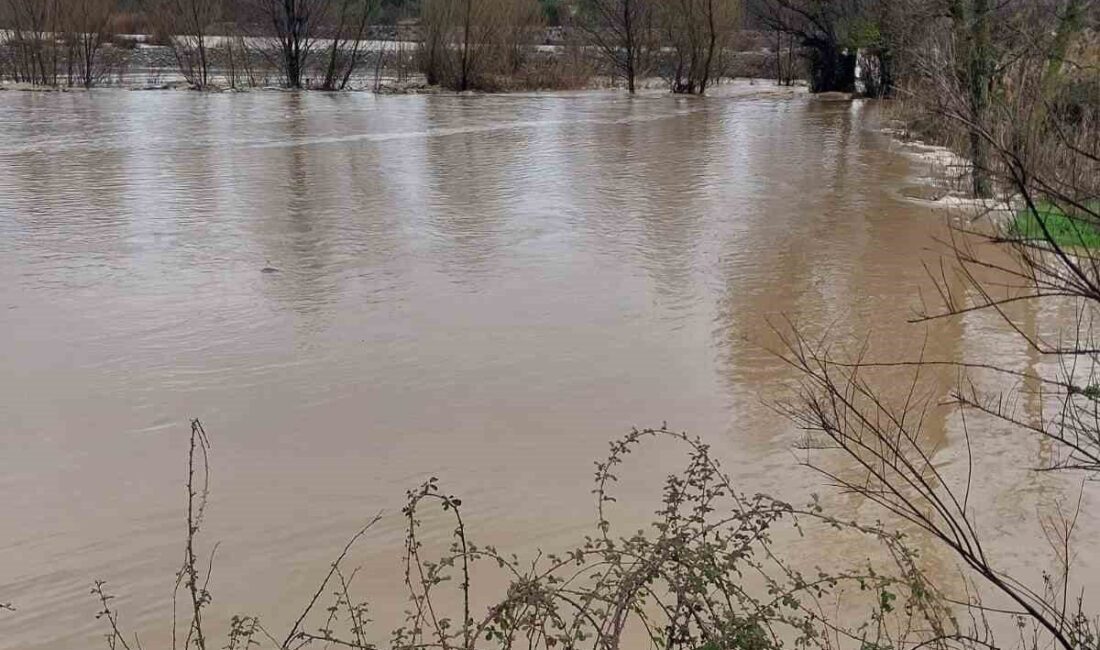 Denizli’de Akçay Deresi yoğun yağışların ardından taştı. Köprübaşı ile Demirciler