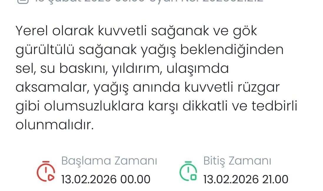 Meteoroloji Genel Müdürlüğü Denizli için kuvvetli sağanak ve gök gürültülü