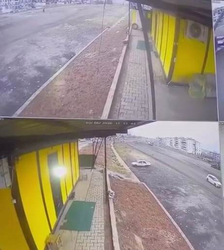 Diyarbakır’da sürücüsünün direksiyon hakimiyetini kaybettiği otomobilin takla attığı anlar kameraya