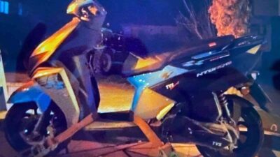 Edirne’nin Uzunköprü ilçesinde trafik ekiplerinin dur ihtarına uymayarak kaçan motorsiklet