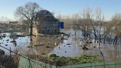 Edirne’de son günlerde etkili olan yağışların ardından Tunca Nehri’nde su