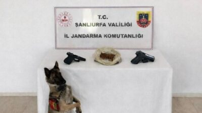 Şanlıurfa’da jandarma ekiplerince düzenlenen narkotik operasyonunda sentetik uyuşturucu ve silah