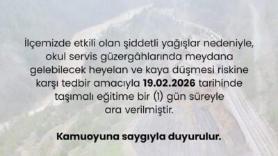 Adana’nın Feke ilçesinde şiddetli yağışlar nedeniyle taşımalı eğitime 1 gün