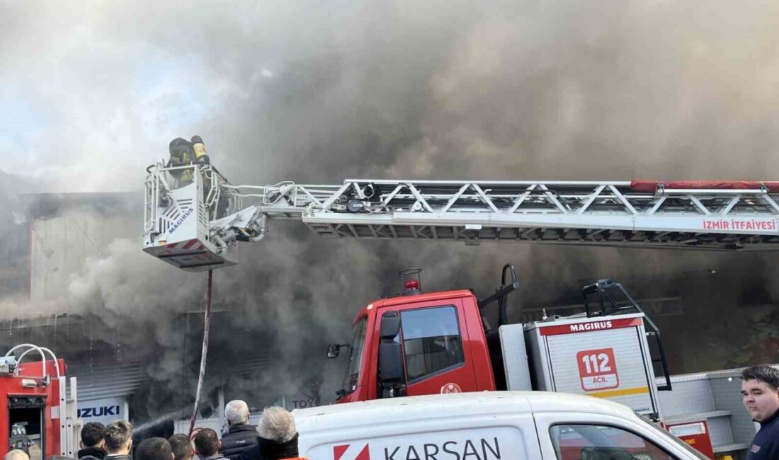 İzmir Buca 6. Sanayi Sitesi’ndeki bir yedek parça dükkanında çıkan