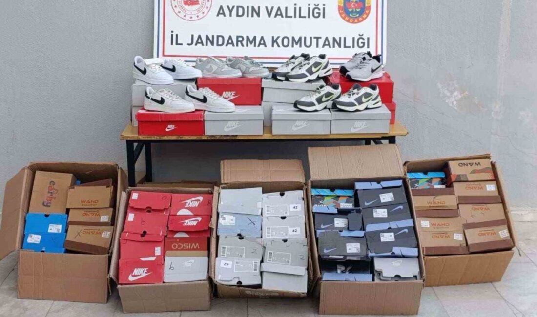 Aydın’da jandarma ekipleri yaptıkları operasyonda 91 adet sahte/replika ayakkabı ele