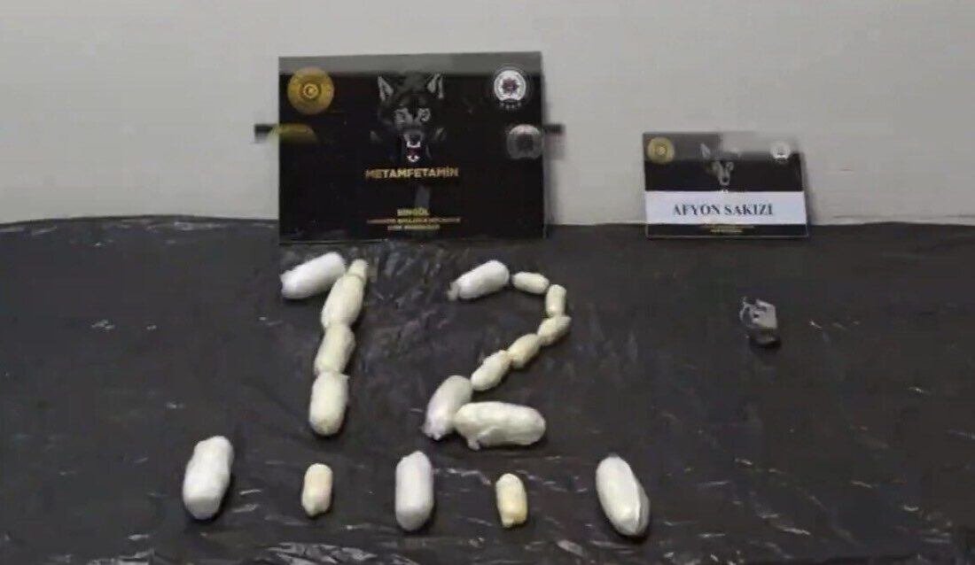 Bingöl’de vücutlarından 88 kapsül halinde 1 kilo 175 gram metamfetamin