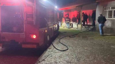 Elazığ’ın Karakoçan ilçesi Yukarı Ovacık köyünde rüzgar nedeniyle çıkan baca