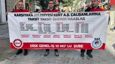 Karşıyaka Belediyesi iştiraki Kent A.Ş. bünyesinde çalışan işçiler, yaklaşık 5