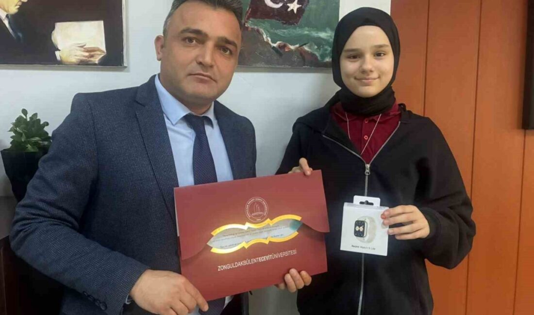 Zonguldak’ın Alaplı ilçesinde eğitim veren Karşıyaka Ortaokulu öğrencisi Zehra Doğan,