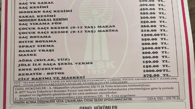 Kayseri’de berber ve kuaför ücretlerine zam yapıldı. Zamla beraber saç