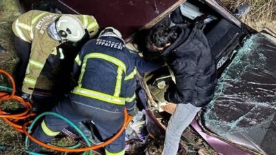 Kırıkkale’de kontrolden çıkan otomobilin şarampole devrildiği kazada aynı aileden 4