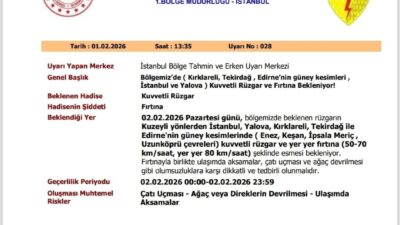 Meteoroloji Genel Müdürlüğü, kuvvetli rüzgar ve yer yer fırtına beklenen