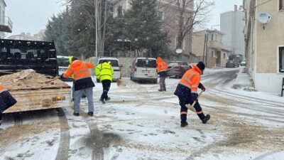 Kırklareli’nde etkili olan kar yağışının ardından solüsyonla ilaçlama ve tuzlama