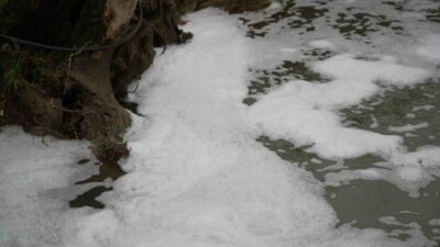 Kocaeli’nin Gebze ilçesinden geçen Kocagöl Deresi’nde meydana gelen köpüklenme ve