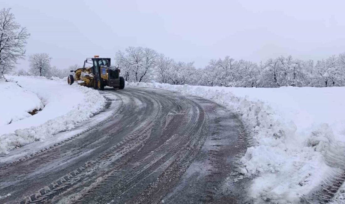 Diyarbakır’ın Kulp ilçesinde etkili olan kar yağışı nedeniyle kapanan kırsal