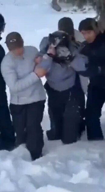 Çin’de kayak yaptığı sırada gördüğü bir leoparla selfie çekmek isteyen