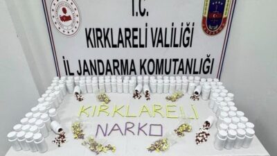 Kırklareli’nin Lüleburgaz ilçesinde jandarma ekiplerince düzenlenen operasyonda, binlerce hap ele