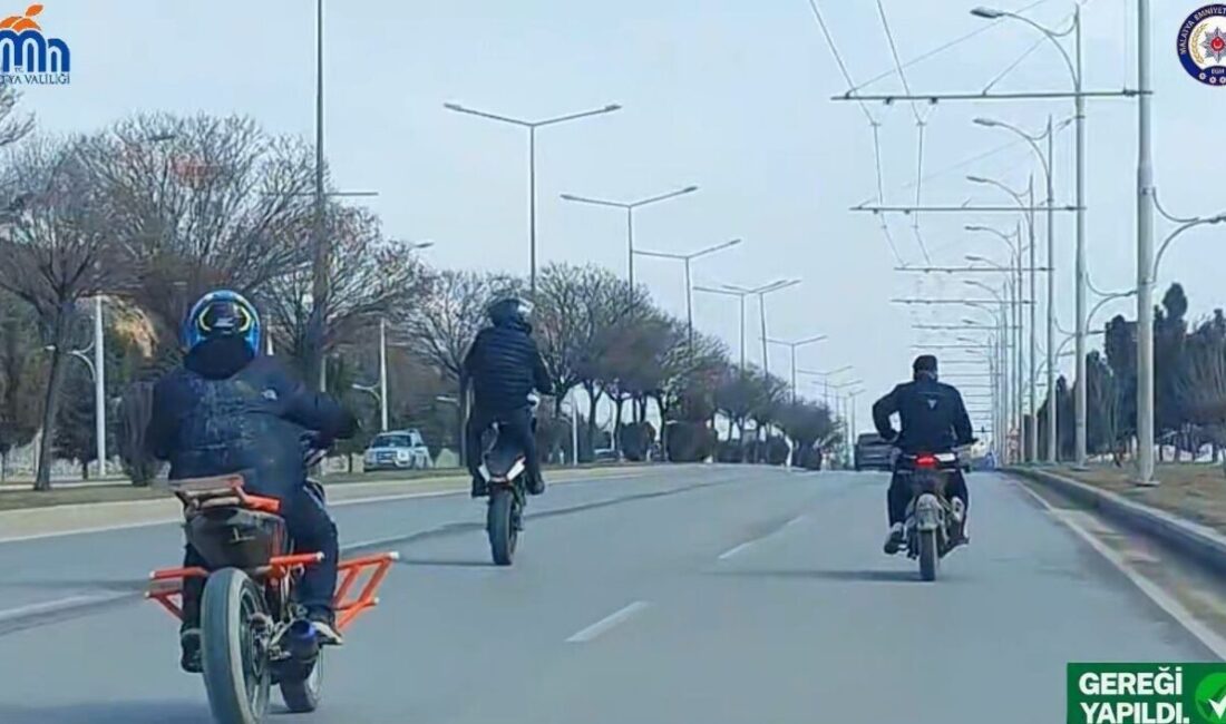 Malatya’da trafik güvenliğini tehlikeye atan motosiklet sürücüleri polis ekiplerinin takibi