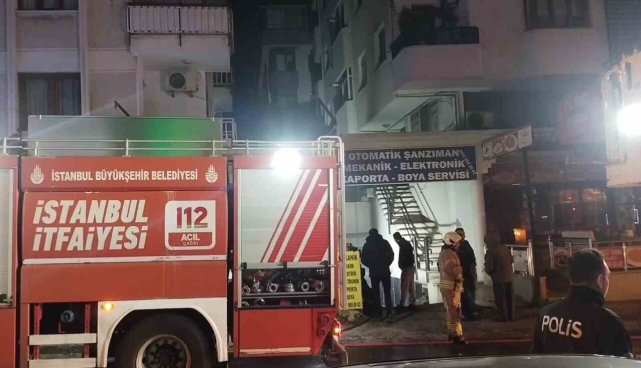 Maltepe’de gece saatlerinde bir oto tamirhanesinde çıkan yangın paniğe neden