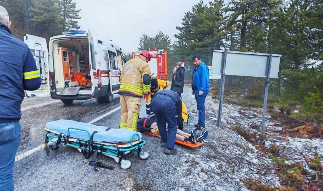 Manisa’nın Demirci ilçesinde kontrolden çıkan aracın trafik levhasına çarptığı kazada