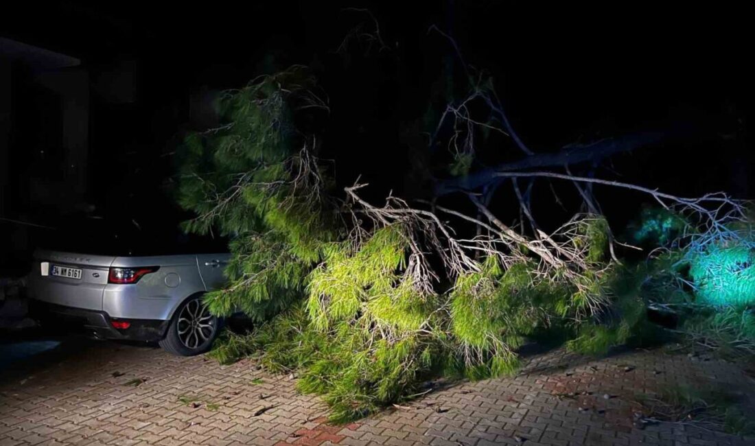 Muğla’nın Marmaris ilçesinde etkili olan şiddetli fırtına hayatı olumsuz etkiledi.